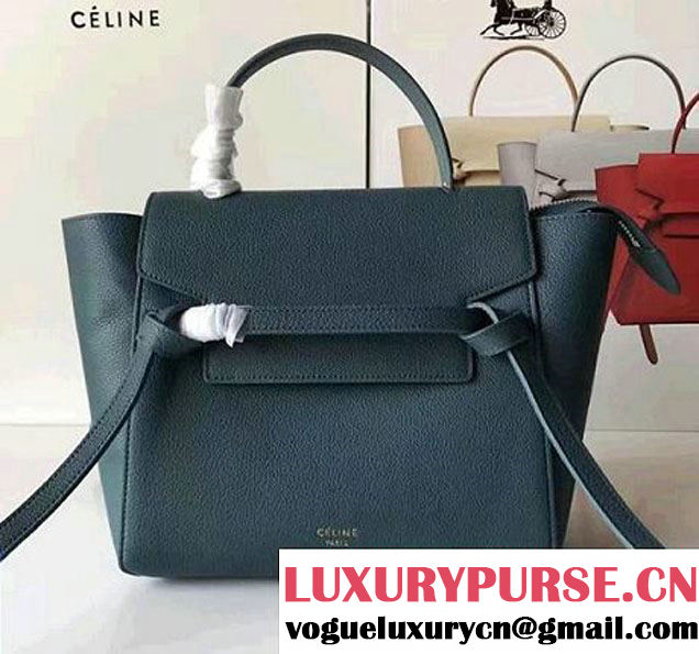 Celine Belt Tote Mini Bag in Original Clemence Leather Ice Green