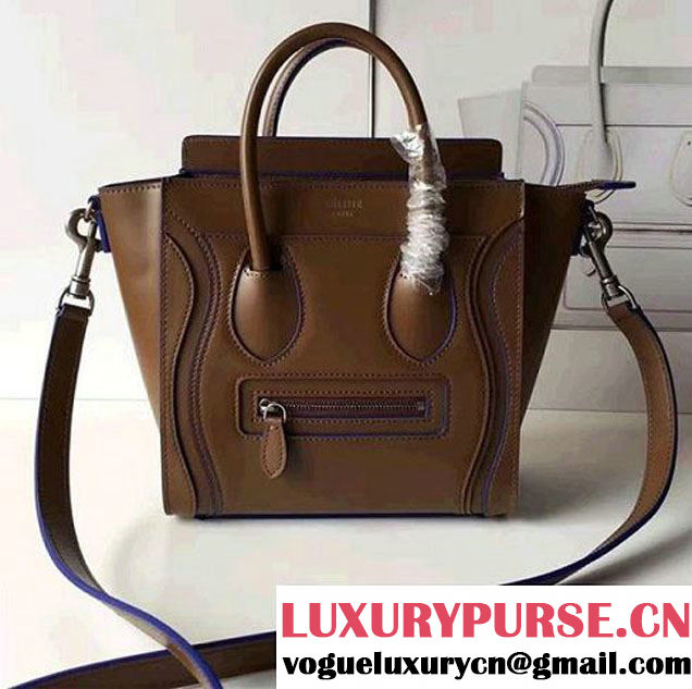 Celine Luggage Nano Tote Bag In Original Calfskin Smooth Leather Caramel