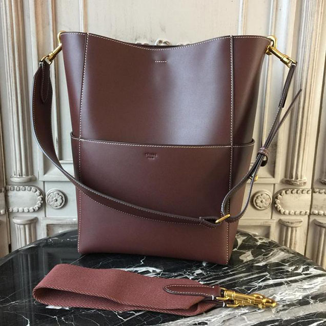 Celine Seau Sangle 24cm Large Bag Soft Grained Calfskin Leather Spring Summer 2018 Collection Burgundy