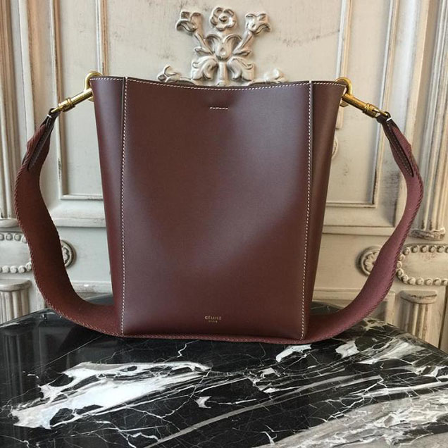 Celine Seau Sangle 20cm Small Bag Soft Grained Calfskin Leather Spring Summer 2018 Collection Burgundy