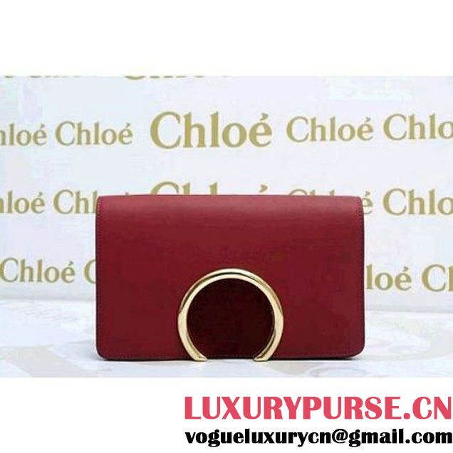 Chloe Gabrielle Clutch In Burgundy Smooth & Suede Calfskin 2016 (2A137-6011402 )