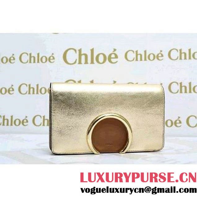 Chloe Gabrielle Clutch In Gold Smooth & Suede Calfskin 2016 (2A137-6011404 )