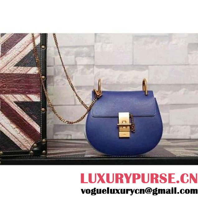 Chloe Small Bi-Color Drew Suede Calfskin Shoulder Bag In Blue/White (ANNI-052985 )