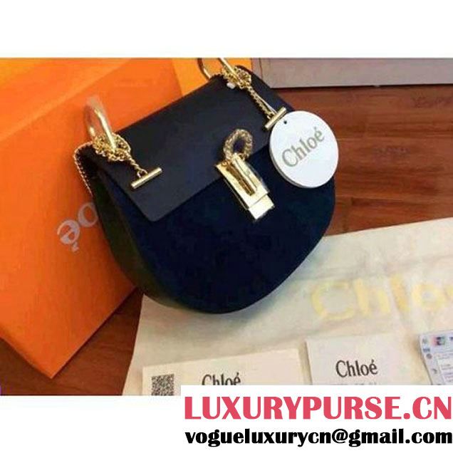 Chloe Drew Bag In Deep Blue Suede/Smooth Calfskin (2A118-102217 )