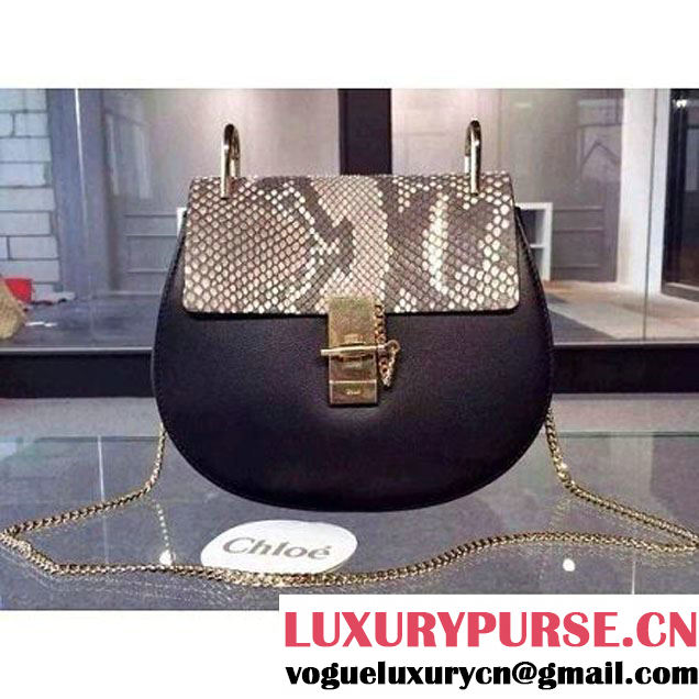 Chloe Drew Bag In Python and Black Calfskin (2A118-102225 )