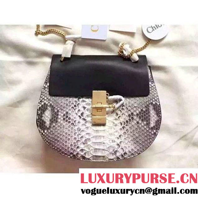 Chloe Drew Bag In Black/White Python and Calfskin (2A118-102226 )