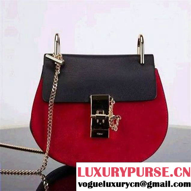 Chloe Drew Bag In Red/Black Suede/Smooth Calfskin (2B080-6042302 )