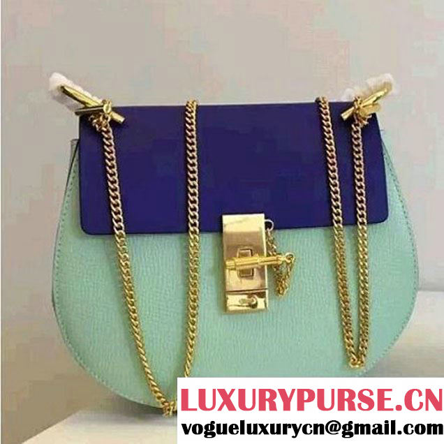 Chloe Drew Bag In Blue/Light GreenTextured/Smooth Calfskin (2A118-6060413 )