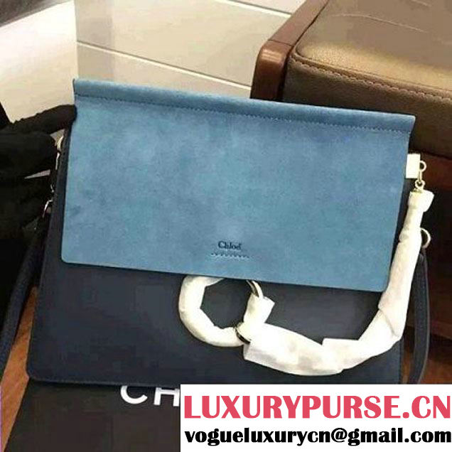 Chloe Faye Bag In Smooth & Suede Calfskin Blue (2A011-6012606 )