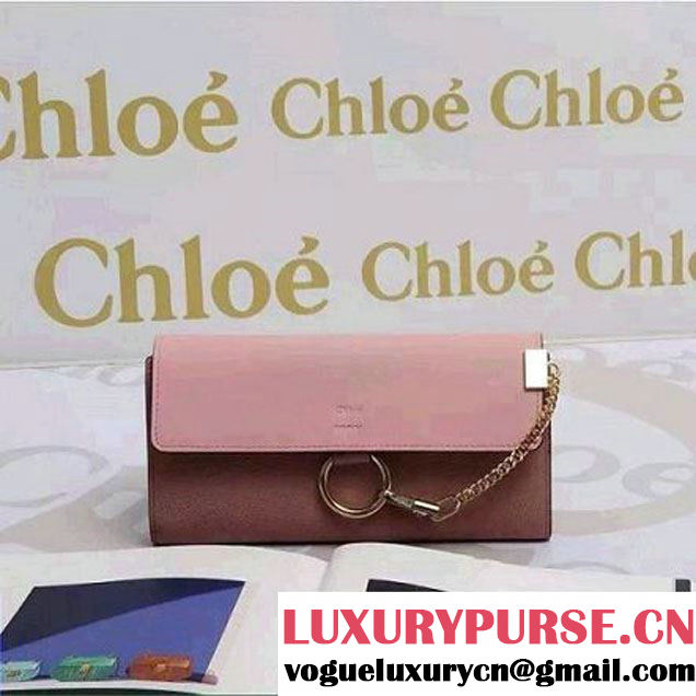 Chloe Faye Clutch Bag In Pink Smooth&Grained Leather (2A137-6031202 )