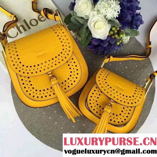 Chloe Hudson Bag In Perforated Smooth Calfskin Yellow 2016 (1A053-6050516 )