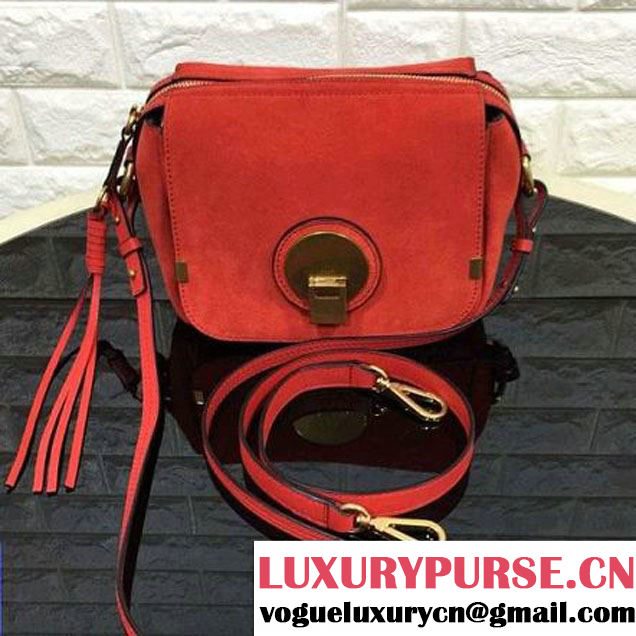 Chloe Indy Mini Camera Bag In Suede Red Calfskin 2016 (2B080-6042205 )