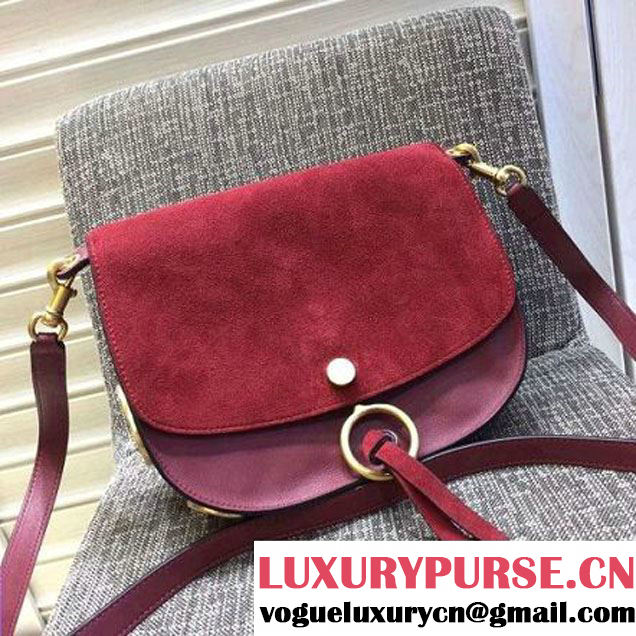 Chloe Kurtis Shoulder Bag in Small Grain, Smooth & Suede Calfskin Red 2016 (2A118-6071414 )