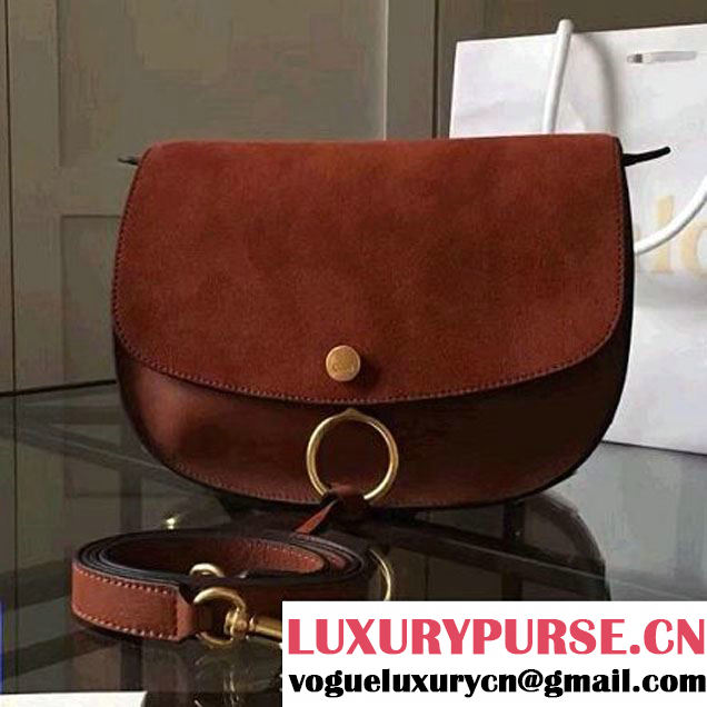 Chloe Kurtis Shoulder Bag in Small Grain, Smooth & Suede Calfskin Tobacco 2016 (Chloe-6082717 )