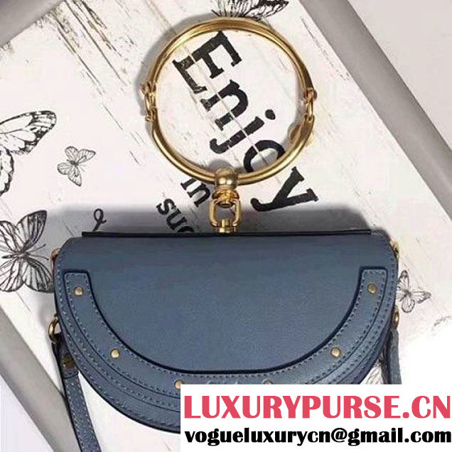 Chloe Small Nile Minaudière Bag In Calfskin Blue 2017 (2B080-7032721 )