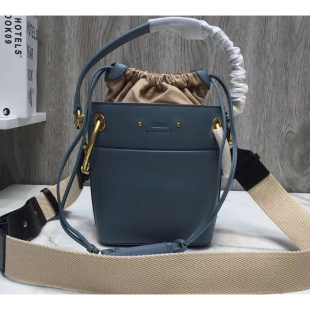 Chloe Smooth Calfskin Mini Roy Bucket Bag Baby Blue 2018