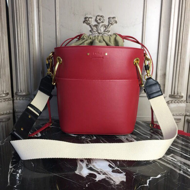 Chloe Roy Small Bucket Bag 3S126H Smooth Calfskin Leather Pre-Fall 2018 Collection Red