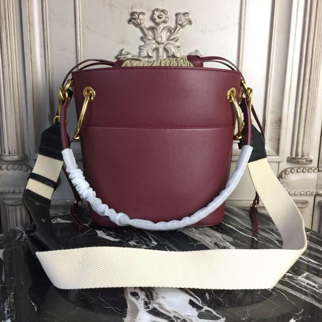 Chloe Roy Small Bucket Bag 3S126H Smooth Calfskin Leather Pre-Fall 2018 Collection Burgundy