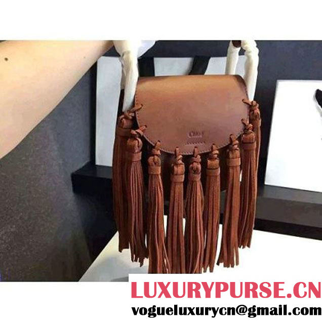 Chloe Mini Hudson Bag In Brown Smooth Calfskin With Multi Tassels F/W 2015 (2A118-103012 )