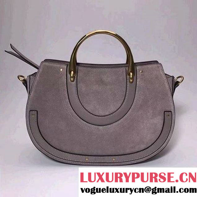 Chloe Medium Pixie Bag in Suede and Smooth Calfskin Gray 2017 (2B080-7100926 )