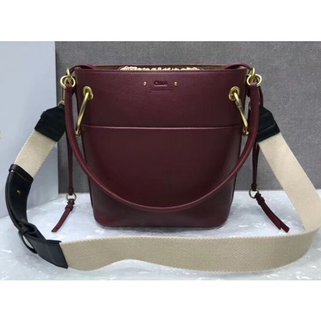 Chloe Smooth Calfskin Roy Bucket Bag Burgundy 2018