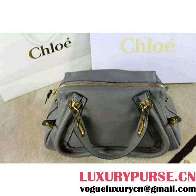 Chloe Paraty Bag In Grey Grained Calfskin Fall 2015 (2B080-111623 )