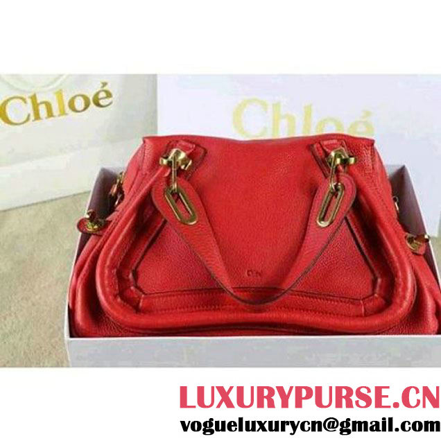 Chloe Paraty Bag In Red Grained Calfskin Fall 2015 (2B080-111626 )