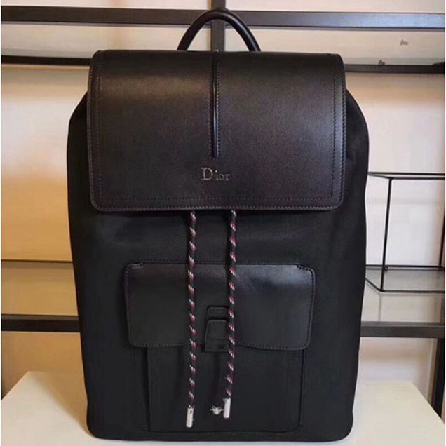 Dior Black Calfskin and Black Nylon Rucksack For Men Autumn 2018 Collection