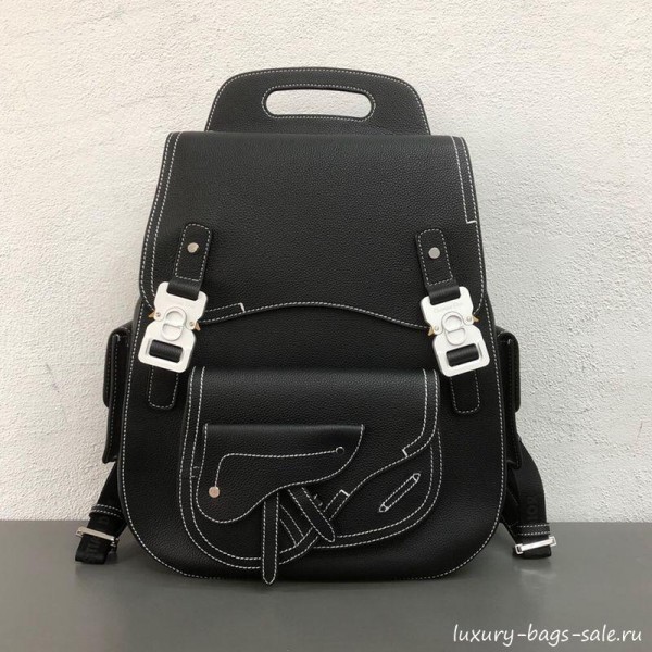 Dior Men's Large Saddle Homme Backpack Black/Silver 2019 Collection