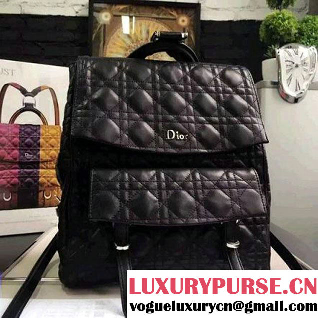 Dior Lambskin Large Stardust Backpack Black 2016 (1A076-6060614 )