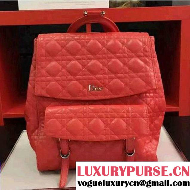 Dior Lambskin Large Stardust Backpack Red 2016 (1A076-6060615 )