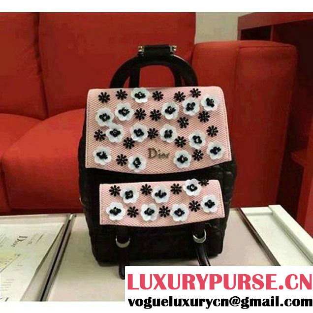 Dior Lambskin and Technical Fabric Small Stardust Backpack Black/Pink 2016 (BBTT-6070137 )