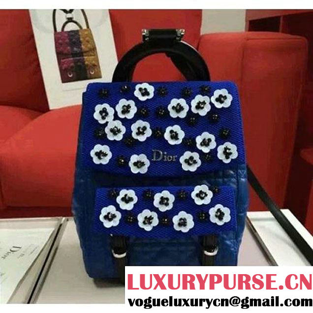 Dior Lambskin and Technical Fabric Small Stardust Backpack Royal Blue 2016 (BBTT-6070138 )