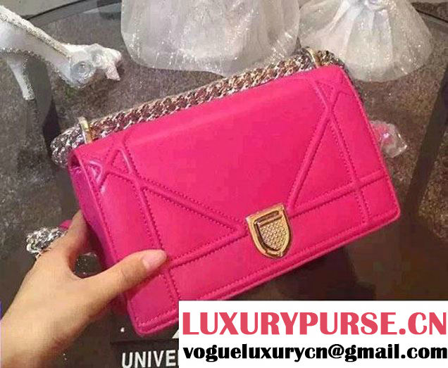 Dior Small Diorama Flap Bag Fushia Lambskin 2015