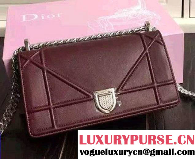 Dior Diorama Flap Bag Burgundy 2015