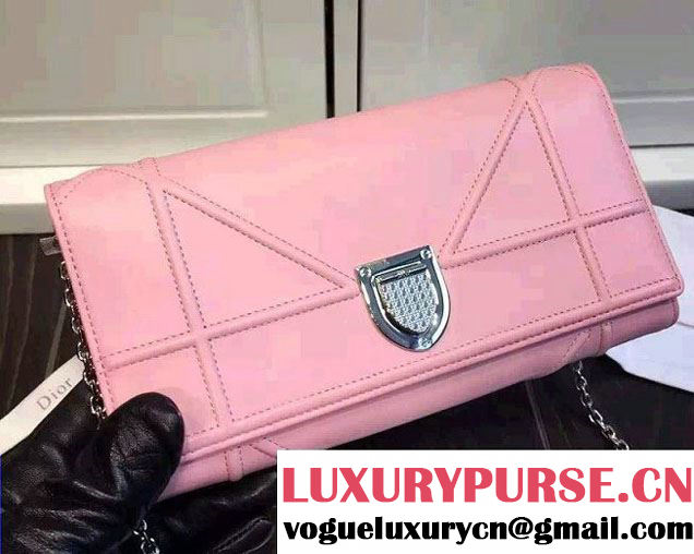 Dior Lambskin Diorama Croisiere Chain Wallet Bag Pink 2015