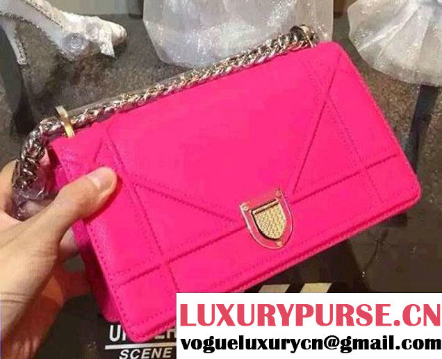 Dior Diorama Flap Bag Grained Calfskin Fushia 2015