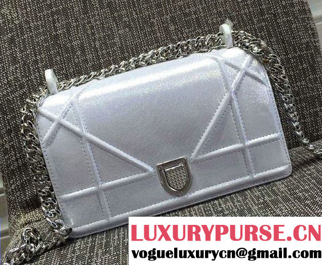 Dior Grain Line Lambskin Diorama Flap Bag Silver 2016