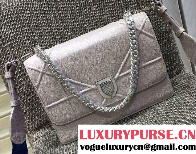 Dior Diorama Satchel Small Bag in Grained Calfskin Pale Gray 2016