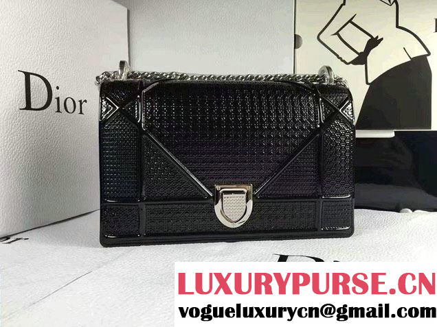 Dior Diorama Flap Bag in Perforated Metallic Calfskin black 2016