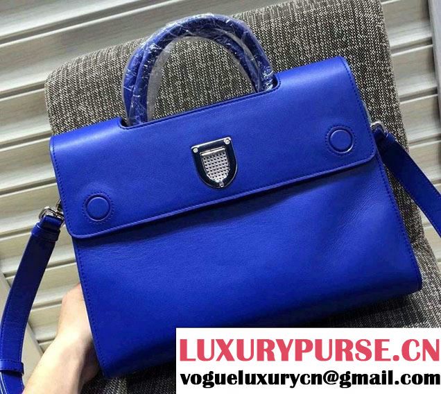 Dior Calfskin Leather Diorever Tote Bag Blue 2016