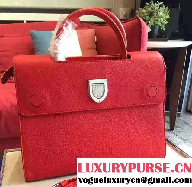 Dior Grained Bullcalf Leather Diorever Tote Bag Red 2016