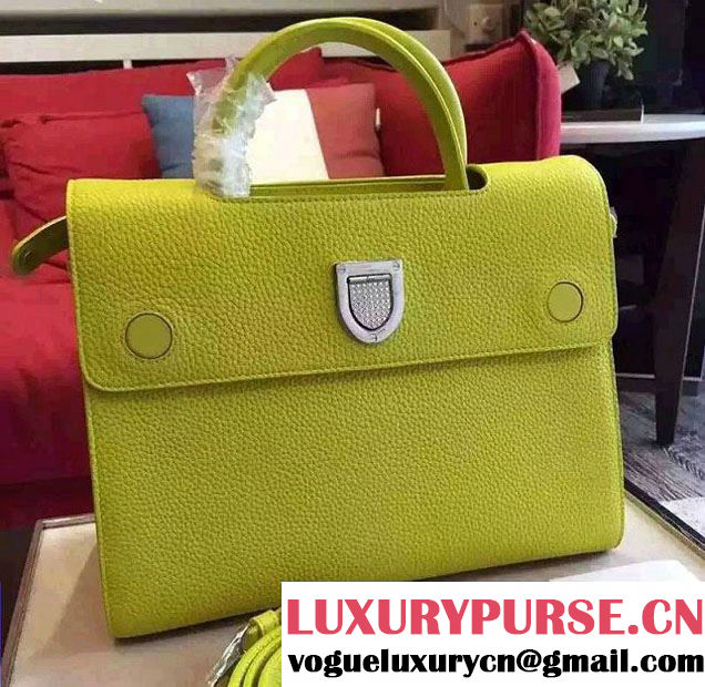 Dior Grained Bullcalf Leather Diorever Tote Bag Lemon Yellow 2016