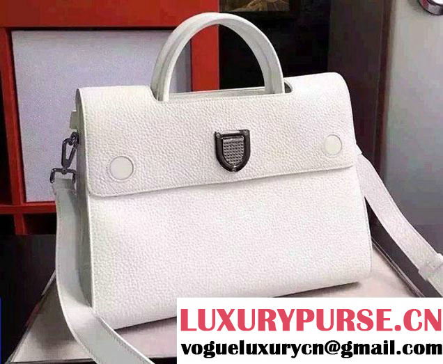 Dior Grained Bullcalf Leather Diorever Tote Bag White 2016