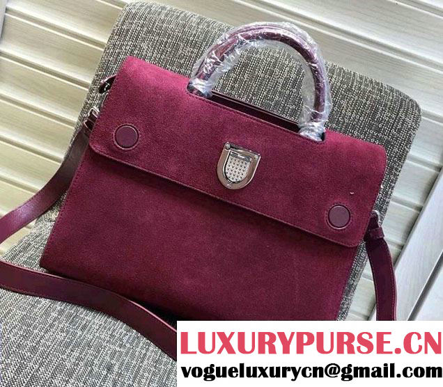 Dior Suede Calfskin Leather Diorever Tote Bag Dark Red 2016