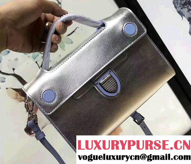 Dior Leather Diorever Squad Flap Shoulder Tote Bag Silver Spring 2017