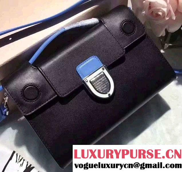 Dior Leather Diorever Squad Flap Shoulder Tote Bag Black/Sky Blue Spring 2017