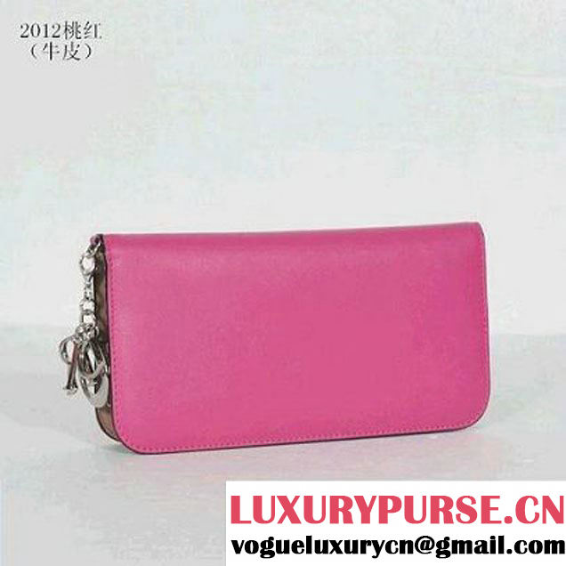 DIORISSIMO Long Leather Wallet Peach