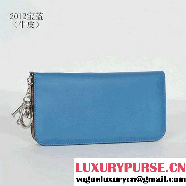 DIORISSIMO Long Leather Wallet Royalblue