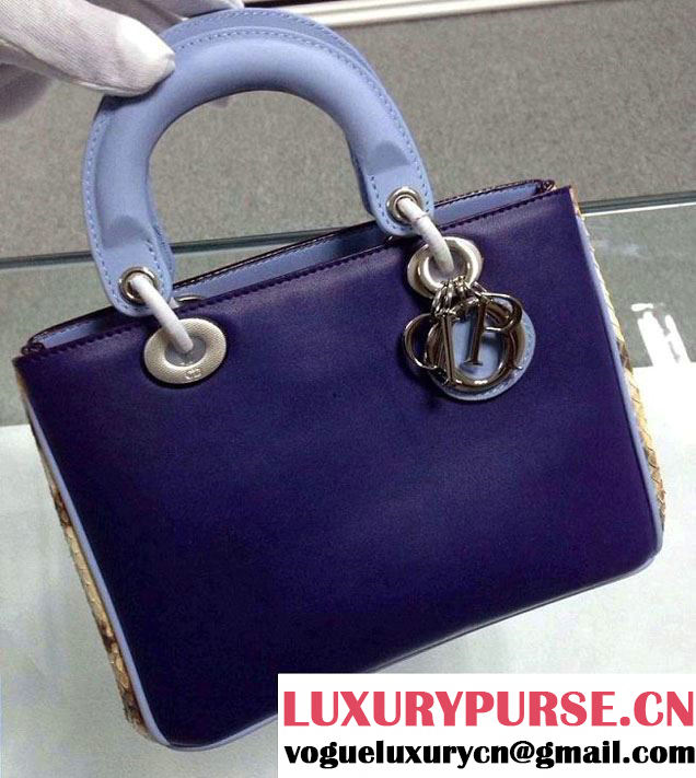 Dior Small Diorissimo Bag Original Leather Royal Blue/Lilas/Python